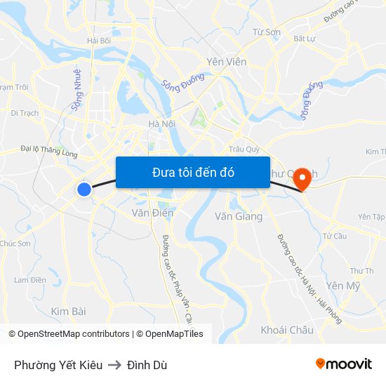 Phường Yết Kiêu to Đình Dù map