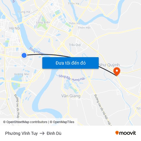 Phường Vĩnh Tuy to Đình Dù map