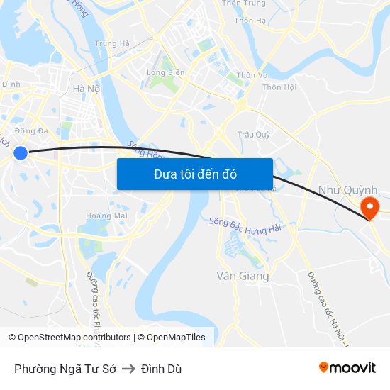 Phường Ngã Tư Sở to Đình Dù map