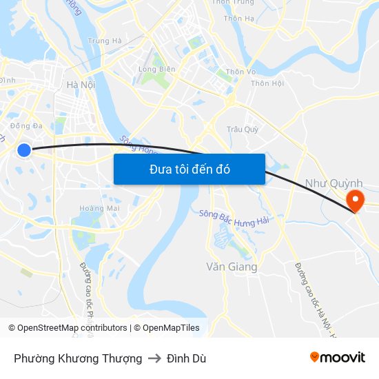 Phường Khương Thượng to Đình Dù map