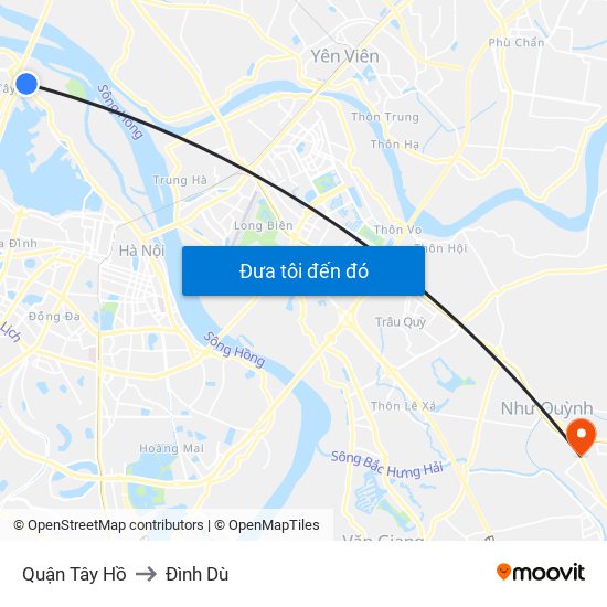 Quận Tây Hồ to Đình Dù map