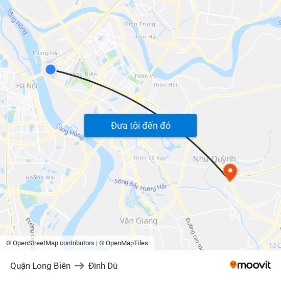 Quận Long Biên to Đình Dù map