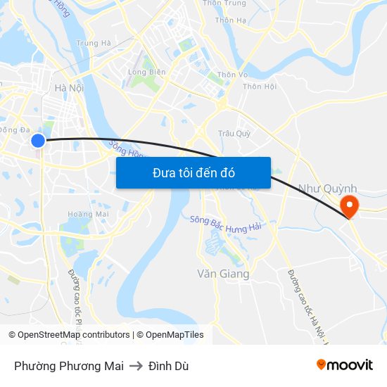 Phường Phương Mai to Đình Dù map