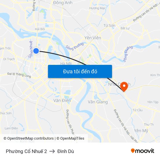 Phường Cổ Nhuế 2 to Đình Dù map