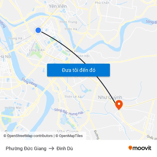 Phường Đức Giang to Đình Dù map