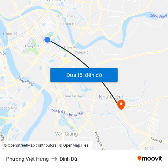 Phường Việt Hưng to Đình Dù map
