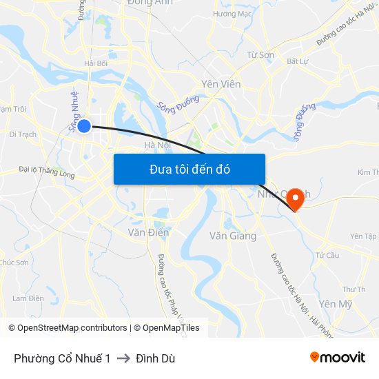 Phường Cổ Nhuế 1 to Đình Dù map