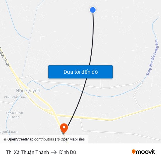 Thị Xã Thuận Thành to Đình Dù map