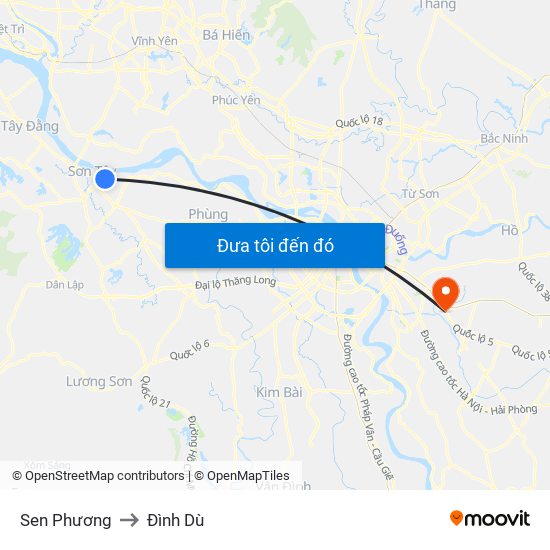 Sen Phương to Đình Dù map