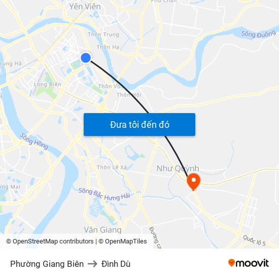 Phường Giang Biên to Đình Dù map