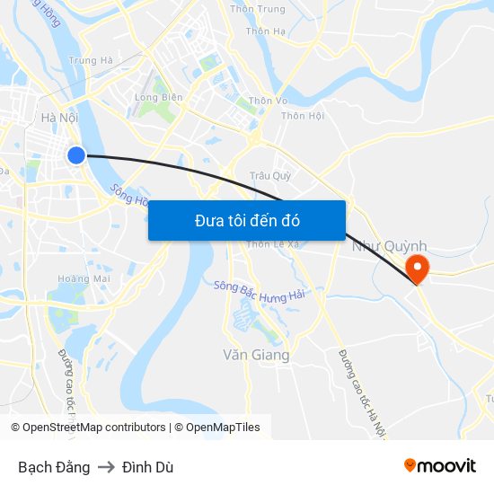 Bạch Đằng to Đình Dù map