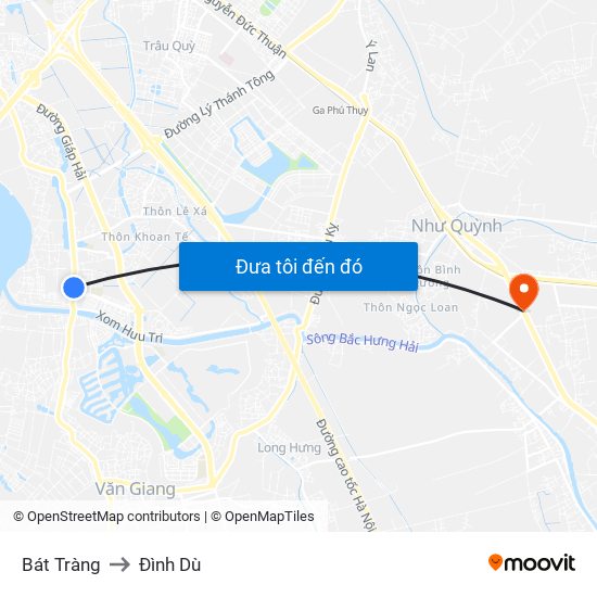 Bát Tràng to Đình Dù map