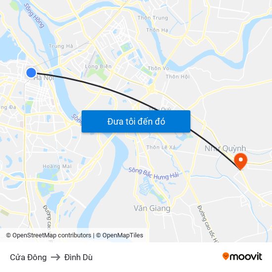 Cửa Đông to Đình Dù map