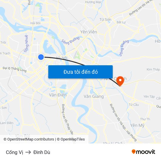 Cống Vị to Đình Dù map