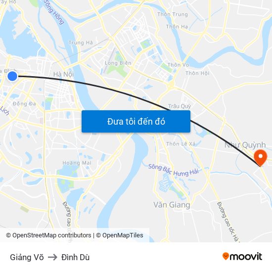 Giảng Võ to Đình Dù map