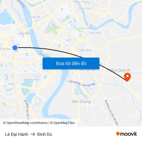 Lê Đại Hành to Đình Dù map