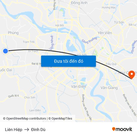 Liên Hiệp to Đình Dù map