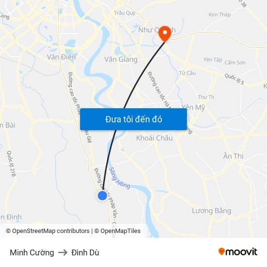 Minh Cường to Đình Dù map