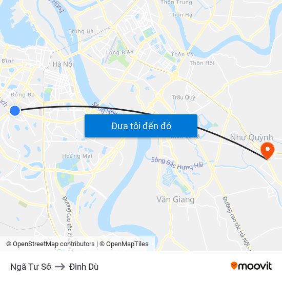 Ngã Tư Sở to Đình Dù map