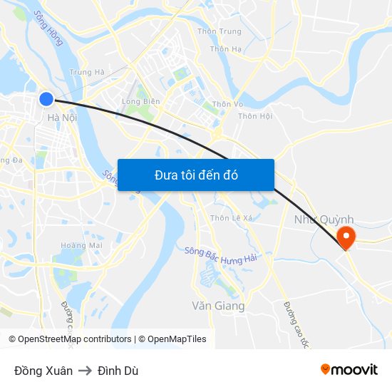 Đồng Xuân to Đình Dù map