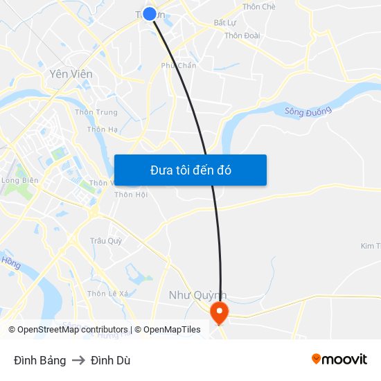 Đình Bảng to Đình Dù map