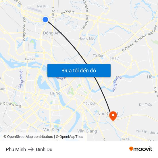 Phú Minh to Đình Dù map