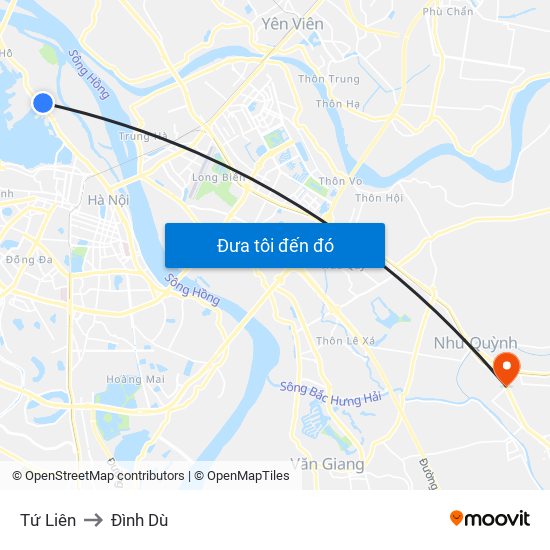 Tứ Liên to Đình Dù map