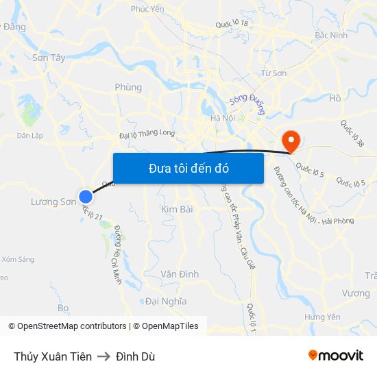 Thủy Xuân Tiên to Đình Dù map