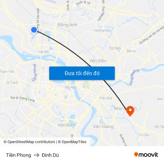 Tiền Phong to Đình Dù map