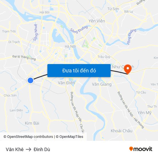 Văn Khê to Đình Dù map