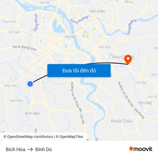 Bích Hòa to Đình Dù map