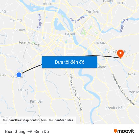 Biên Giang to Đình Dù map