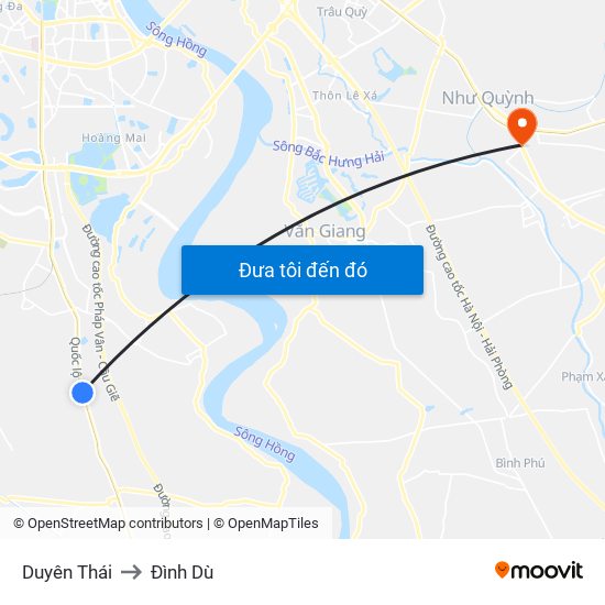 Duyên Thái to Đình Dù map