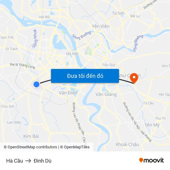 Hà Cầu to Đình Dù map