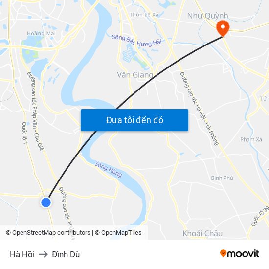 Hà Hồi to Đình Dù map