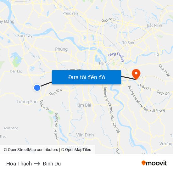 Hòa Thạch to Đình Dù map