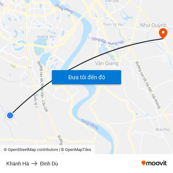 Khánh Hà to Đình Dù map