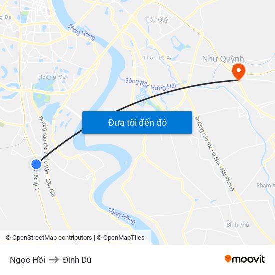 Ngọc Hồi to Đình Dù map