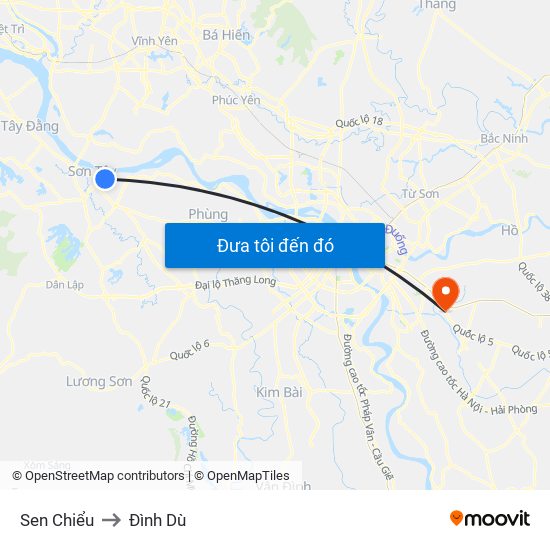 Sen Chiểu to Đình Dù map