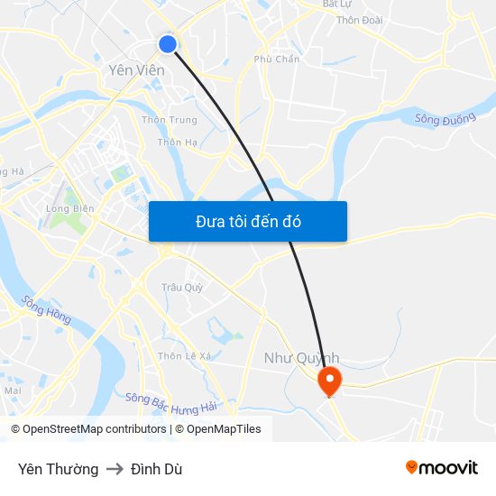 Yên Thường to Đình Dù map