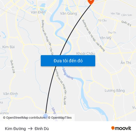 Kim Đường to Đình Dù map