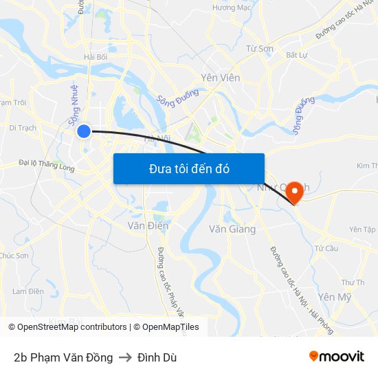 2b Phạm Văn Đồng to Đình Dù map