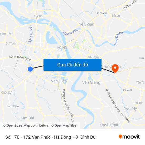 Số 170 - 172 Vạn Phúc - Hà Đông to Đình Dù map