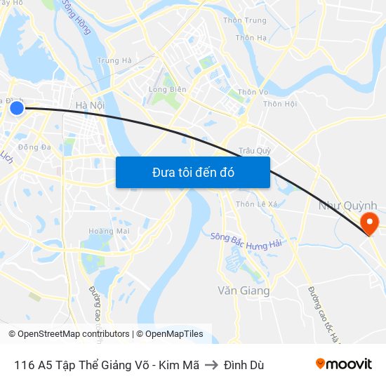 116 A5 Tập Thể Giảng Võ - Kim Mã to Đình Dù map