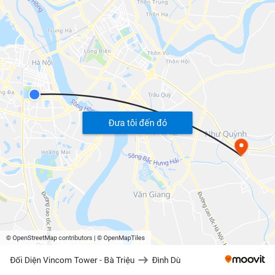 Đối Diện Vincom Tower - Bà Triệu to Đình Dù map