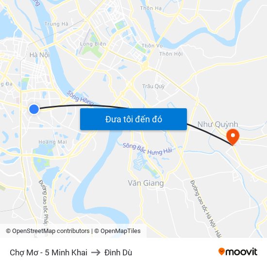 Chợ Mơ - 5 Minh Khai to Đình Dù map