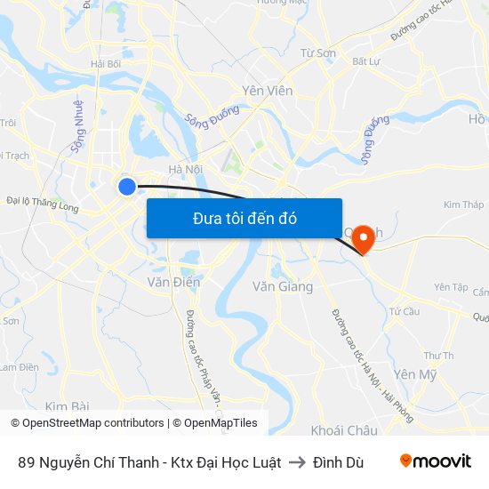 89 Nguyễn Chí Thanh - Ktx Đại Học Luật to Đình Dù map