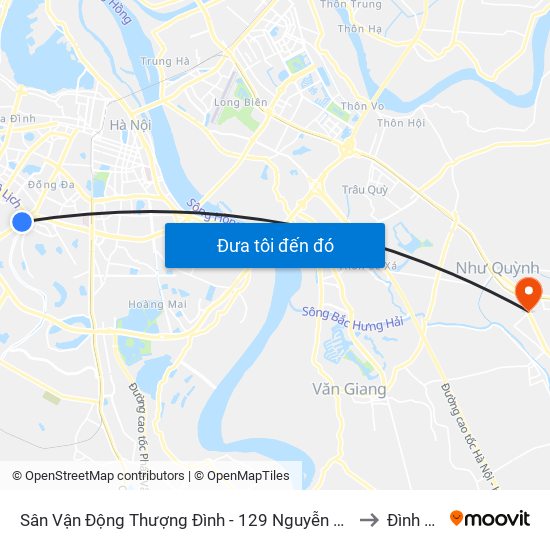 Sân Vận Động Thượng Đình - 129 Nguyễn Trãi to Đình Dù map