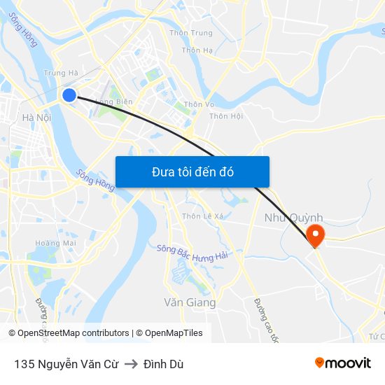 135 Nguyễn Văn Cừ to Đình Dù map