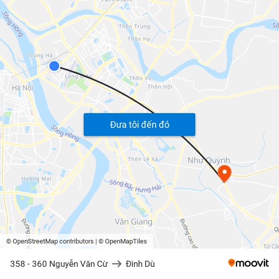 358 - 360 Nguyễn Văn Cừ to Đình Dù map